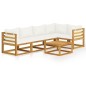 vidaXL Set Divani da Giardino 6 pz con Cuscini Crema Massello Acacia vidaXL Set Divani da Giardino 6 pz con Cuscini Crema Massello Acacia