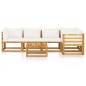 vidaXL Set Divani da Giardino 6 pz con Cuscini Crema Massello Acacia vidaXL Set Divani da Giardino 6 pz con Cuscini Crema Massello Acacia