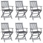 vidaXL Sedie da Giardino Pieghevoli 6pz con Cuscini in Massello Acacia vidaXL Sedie da Giardino Pieghevoli 6pz con Cuscini in Massello Acacia
