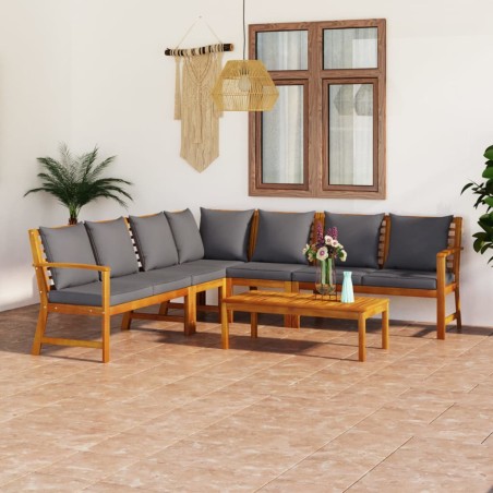 vidaXL Set Divani da Giardino 6 pz con Cuscini in Massello di Acacia