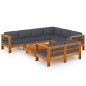 vidaXL Set Divani Giardino 8 Posti Cuscini Grigi Scuro Massello Acacia vidaXL Set Divani Giardino 8 Posti Cuscini Grigi Scuro Massello Acacia