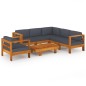 vidaXL Set Divani Giardino 7 Posti Cuscini Grigi Scuro Massello Acacia vidaXL Set Divani Giardino 7 Posti Cuscini Grigi Scuro Massello Acacia