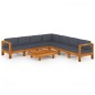 vidaXL Set Divani Giardino 8 Posti Cuscini Grigi Scuro Massello Acacia vidaXL Set Divani Giardino 8 Posti Cuscini Grigi Scuro Massello Acacia