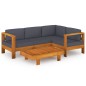 vidaXL Set Divani Giardino 5 Posti Cuscini Grigi Scuro Massello Acacia vidaXL Set Divani Giardino 5 Posti Cuscini Grigi Scuro Massello Acacia
