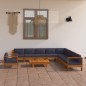 vidaXL Set Divani Giardino 10Posti Cuscini Grigi Scuro Massello Acacia vidaXL Set Divani Giardino 10Posti Cuscini Grigi Scuro Massello Acacia