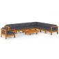 vidaXL Set Divani Giardino 10Posti Cuscini Grigi Scuro Massello Acacia vidaXL Set Divani Giardino 10Posti Cuscini Grigi Scuro Massello Acacia