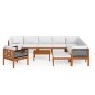 vidaXL Set Divani da Giardino 12 pz con Cuscini Crema Massello Acacia