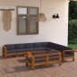 vidaXL Set Divani Giardino 10Posti Cuscini Grigi Scuro Massello Acacia vidaXL Set Divani Giardino 10Posti Cuscini Grigi Scuro Massello Acacia