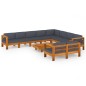 vidaXL Set Divani Giardino 10Posti Cuscini Grigi Scuro Massello Acacia vidaXL Set Divani Giardino 10Posti Cuscini Grigi Scuro Massello Acacia