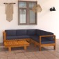 vidaXL Set Divani Giardino 6 Posti Cuscini Grigi Scuro Massello Acacia vidaXL Set Divani Giardino 6 Posti Cuscini Grigi Scuro Massello Acacia