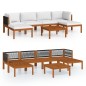 vidaXL Set Divani da Giardino 7 pz con Cuscini Crema Massello Acacia vidaXL Set Divani da Giardino 7 pz con Cuscini Crema Massello Acacia
