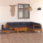 vidaXL Set Divani Giardino 8 Posti Cuscini Grigi Scuro Massello Acacia vidaXL Set Divani Giardino 8 Posti Cuscini Grigi Scuro Massello Acacia