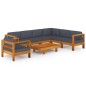 vidaXL Set Divani Giardino 8 Posti Cuscini Grigi Scuro Massello Acacia vidaXL Set Divani Giardino 8 Posti Cuscini Grigi Scuro Massello Acacia
