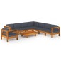 vidaXL Set Divani Giardino 9 Posti Cuscini Grigi Scuro Massello Acacia vidaXL Set Divani Giardino 9 Posti Cuscini Grigi Scuro Massello Acacia