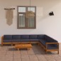 vidaXL Set Divani Giardino 9 Posti Cuscini Grigi Scuro Massello Acacia vidaXL Set Divani Giardino 9 Posti Cuscini Grigi Scuro Massello Acacia