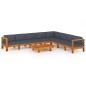vidaXL Set Divani Giardino 9 Posti Cuscini Grigi Scuro Massello Acacia vidaXL Set Divani Giardino 9 Posti Cuscini Grigi Scuro Massello Acacia