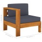 vidaXL Set Divani Giardino 7 Posti Cuscini Grigi Scuro Massello Acacia