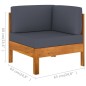 vidaXL Set Divani Giardino 7 Posti Cuscini Grigi Scuro Massello Acacia