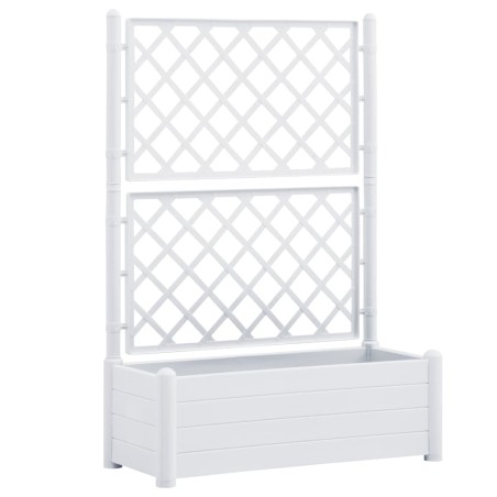 vidaXL Fioriera da Giardino con Graticcio 100x43x142 cm PP Bianco
