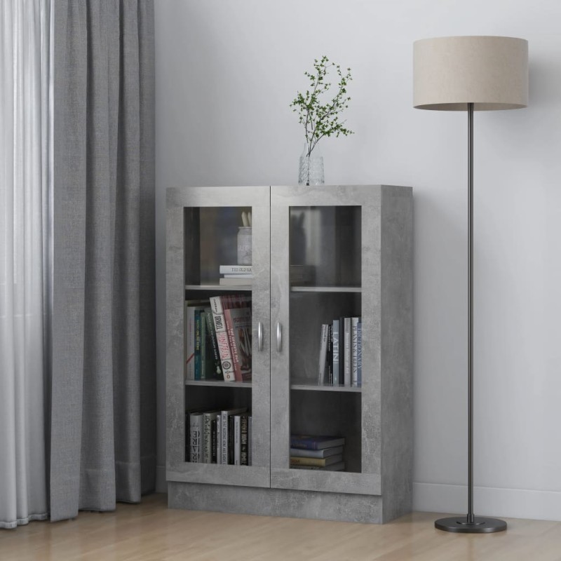 vidaXL Armadio con Vetrina Grigio Cemento 82,5x30,5x115cm Truciolato vidaXL Armadio con Vetrina Grigio Cemento 82,5x30,5x115cm Truciolato