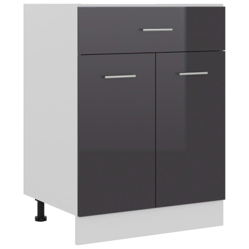 vidaXL Armadio con Cassetto Grigio Lucido 60x46x81,5 cm in Truciolato vidaXL Armadio con Cassetto Grigio Lucido 60x46x81,5 cm in Truciolato