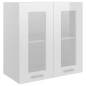 vidaXL Armadio Sospeso con Vetro Bianco Lucido 60x31x60 cm Truciolato vidaXL Armadio Sospeso con Vetro Bianco Lucido 60x31x60 cm Truciolato