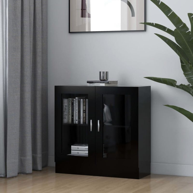 vidaXL Armadietto con Vetrina Nero 82,5x30,5x80 cm in Truciolato vidaXL Armadietto con Vetrina Nero 82,5x30,5x80 cm in Truciolato