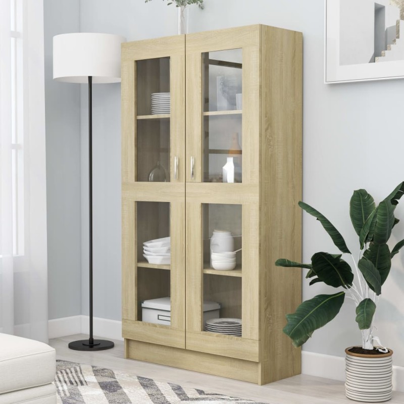 vidaXL Armadietto Vetrina Rovere Sonoma 82,5x30,5x150 cm Multistrato vidaXL Armadietto Vetrina Rovere Sonoma 82,5x30,5x150 cm Multistrato
