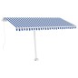 Tenda da Sole Retrattile Manuale con Palo 450x300 cm Blu Bianca