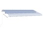 Tenda da Sole Retrattile Manuale con Palo 450x300 cm Blu Bianca
