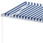 Tenda da Sole Retrattile Manuale con Palo 450x300 cm Blu Bianca