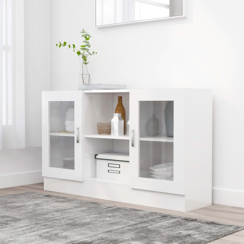 vidaXL Armadietto con Vetrina Bianco Lucido 120x30,5x70 cm Truciolato vidaXL Armadietto con Vetrina Bianco Lucido 120x30,5x70 cm Truciolato