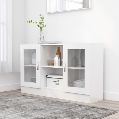 vidaXL Armadietto con Vetrina Bianco Lucido 120x30,5x70 cm Truciolato