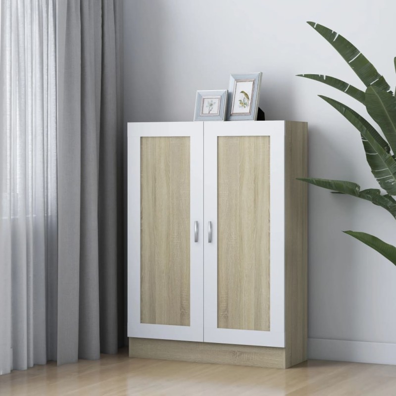vidaXL Libreria Bianca e Rovere Sonoma 82,5x30,5x115 cm in Truciolato