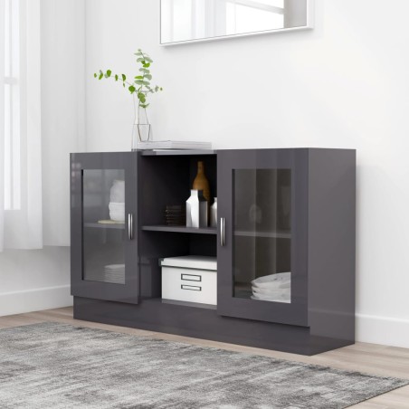 vidaXL Armadietto con Vetrina Grigio Lucido 120x30,5x70 cm Truciolato