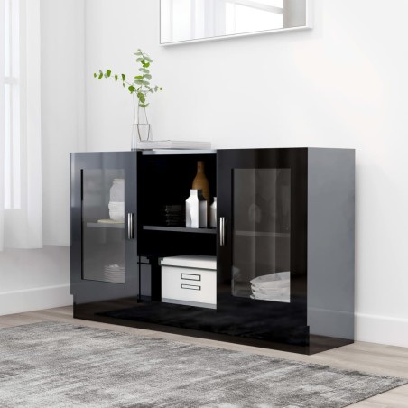 vidaXL Armadietto con Vetrina Nero Lucido 120x30,5x70 cm Truciolato