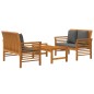 vidaXL Set Mobili da Giardino 3pz con Cuscini Legno Massello di Acacia vidaXL Set Mobili da Giardino 3pz con Cuscini Legno Massello di Acacia