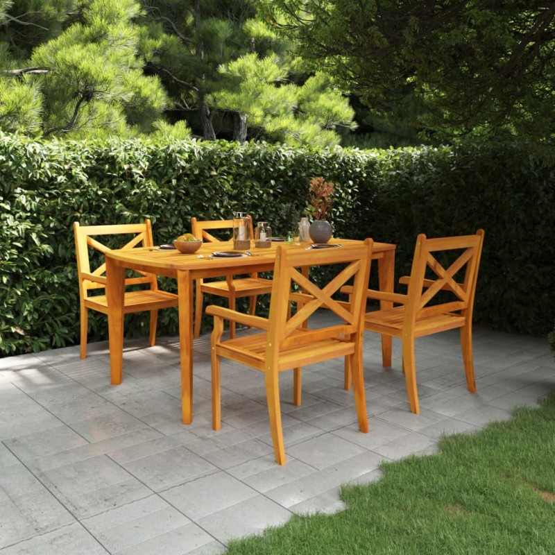 vidaXL Set da Pranzo per Giardino 5 pz in Legno Massello di Acacia vidaXL Set da Pranzo per Giardino 5 pz in Legno Massello di Acacia