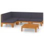 vidaXL Set Divani da Giardino 5 pz con Cuscini in Massello di Acacia