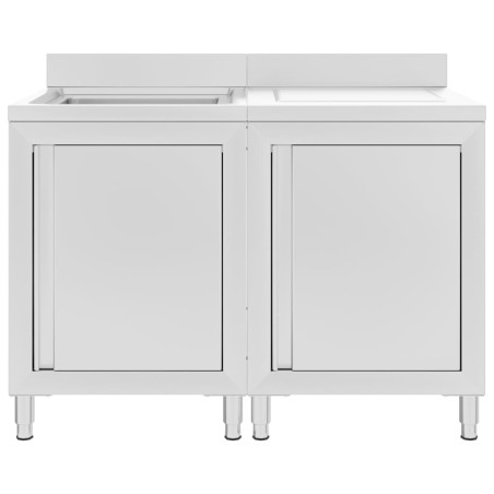 vidaXL Mobiletto da Cucina con Lavandino in Acciaio Inox 120x60x96 cm