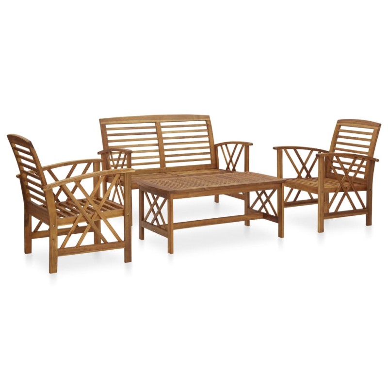 vidaXL Set Divani da Giardino 4 pz in Legno Massello di Acacia vidaXL Set Divani da Giardino 4 pz in Legno Massello di Acacia