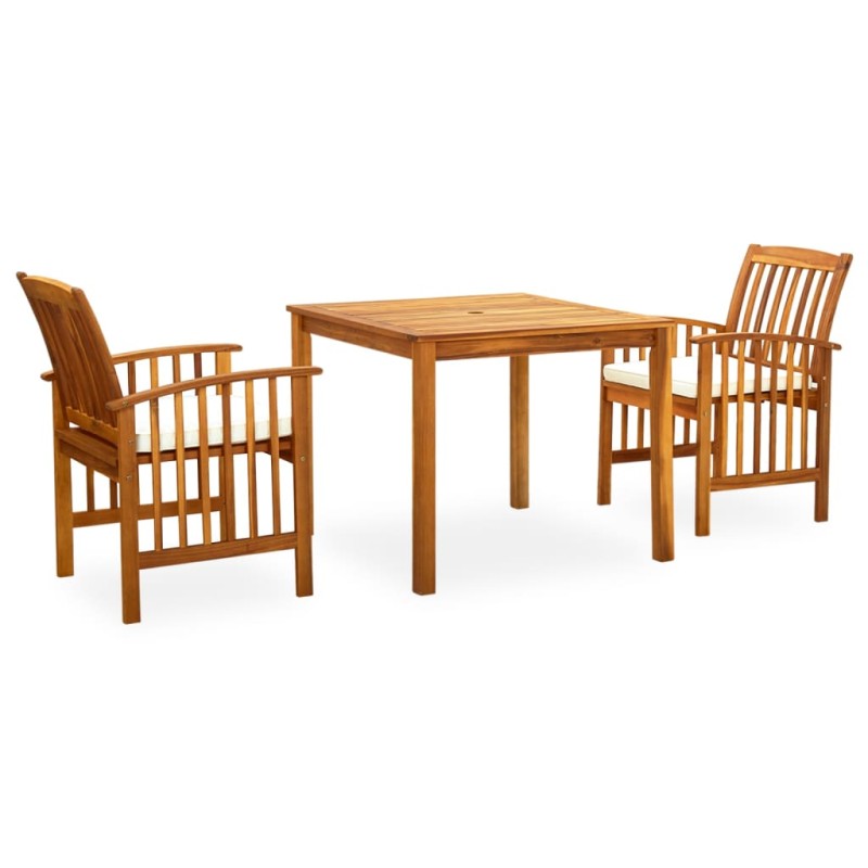 vidaXL Set da Pranzo da Giardino 3 pz con Cuscini Massello di Acacia vidaXL Set da Pranzo da Giardino 3 pz con Cuscini Massello di Acacia