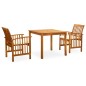 vidaXL Set da Pranzo da Giardino 3 pz con Cuscini Massello di Acacia vidaXL Set da Pranzo da Giardino 3 pz con Cuscini Massello di Acacia