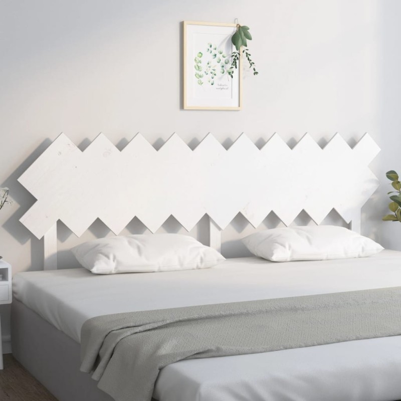 Testiera per Letto Bianca 196x3x80,5 cm Legno Massello di Pino Testiera per Letto Bianca 196x3x80,5 cm Legno Massello di Pino