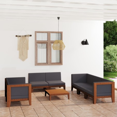 vidaXL Set Divani da Giardino 9 pz con Cuscini in Massello di Acacia