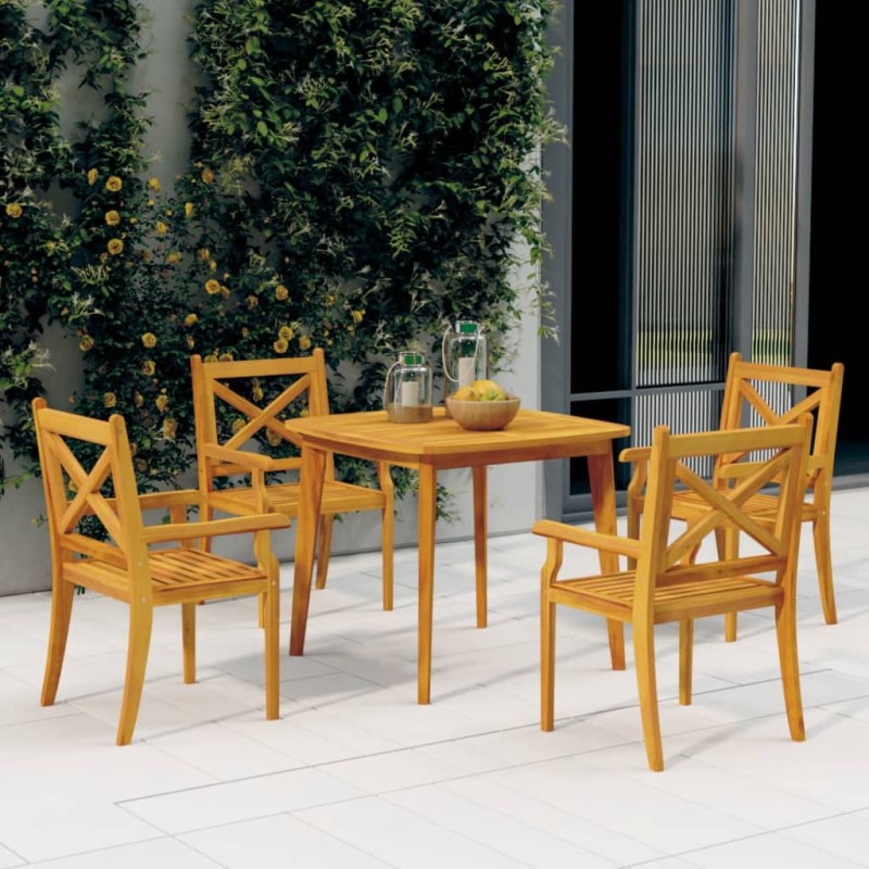 vidaXL Set Mobili da Pranzo per Giardino 5 pz Legno Massello di Acacia vidaXL Set Mobili da Pranzo per Giardino 5 pz Legno Massello di Acacia