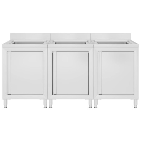 vidaXL Mobiletti da Cucina con Lavandino 3 pz in Acciaio Inox