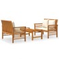 vidaXL Set Mobili da Giardino 3pz con Cuscini Legno Massello di Acacia vidaXL Set Mobili da Giardino 3pz con Cuscini Legno Massello di Acacia