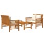 vidaXL Set Mobili da Giardino 3pz con Cuscini Legno Massello di Acacia vidaXL Set Mobili da Giardino 3pz con Cuscini Legno Massello di Acacia