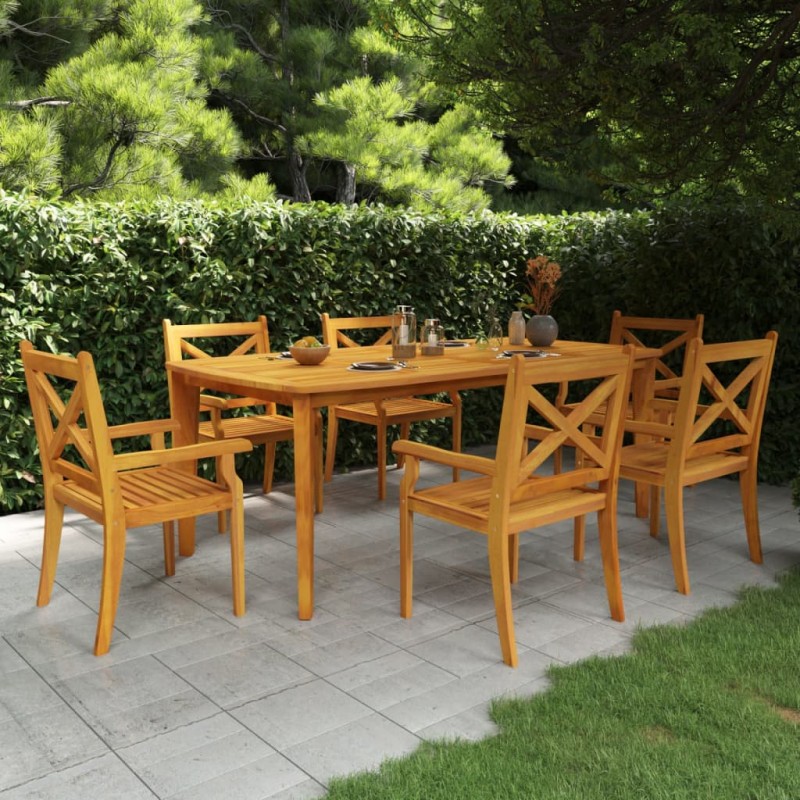vidaXL Set da Pranzo per Giardino 7 pz in Legno Massello di Acacia vidaXL Set da Pranzo per Giardino 7 pz in Legno Massello di Acacia